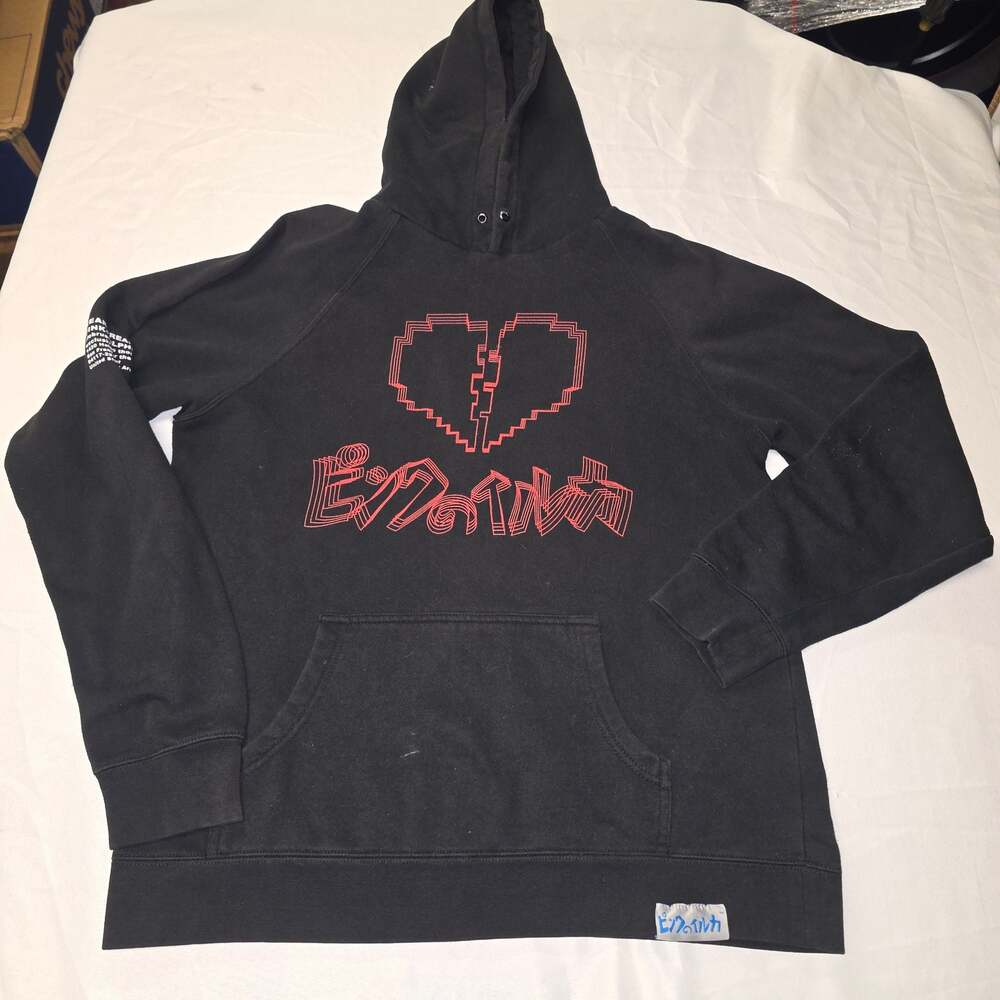Pink Dolphin Heartbreak Gang Pixel Broken Heart Hoodie Black Large